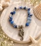 Handmade Blue-quartz Chip Bracelet with Seahorse Charm 