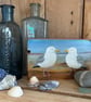 Original painting of 2 seagulls on reclaimed timber