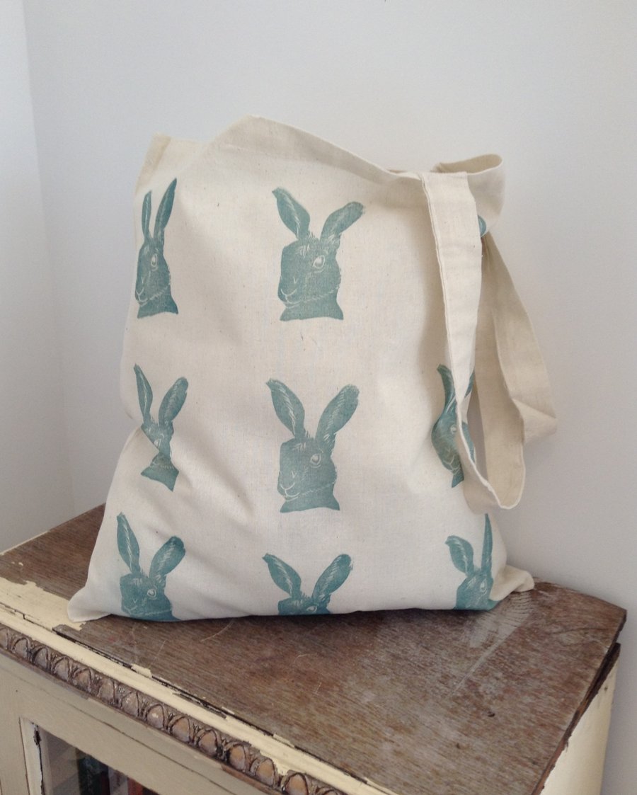 Hand Printed Hare Tote