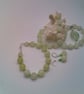 Olive Jade and Crystal Necklace with Hollow Glass Pendant Bracelet and Earrings 