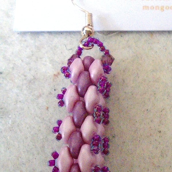 Brickwork-pattern bead earrings (customisable)