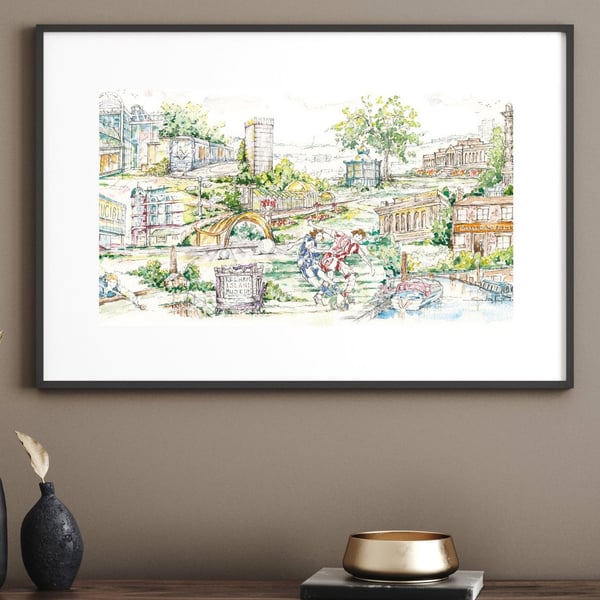 Sheffield Cityscape - Fine Art Print - Historical Yorkshire Landmarks - Gifting