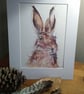  Mounted A4  or A3 signed Art Print, Hare