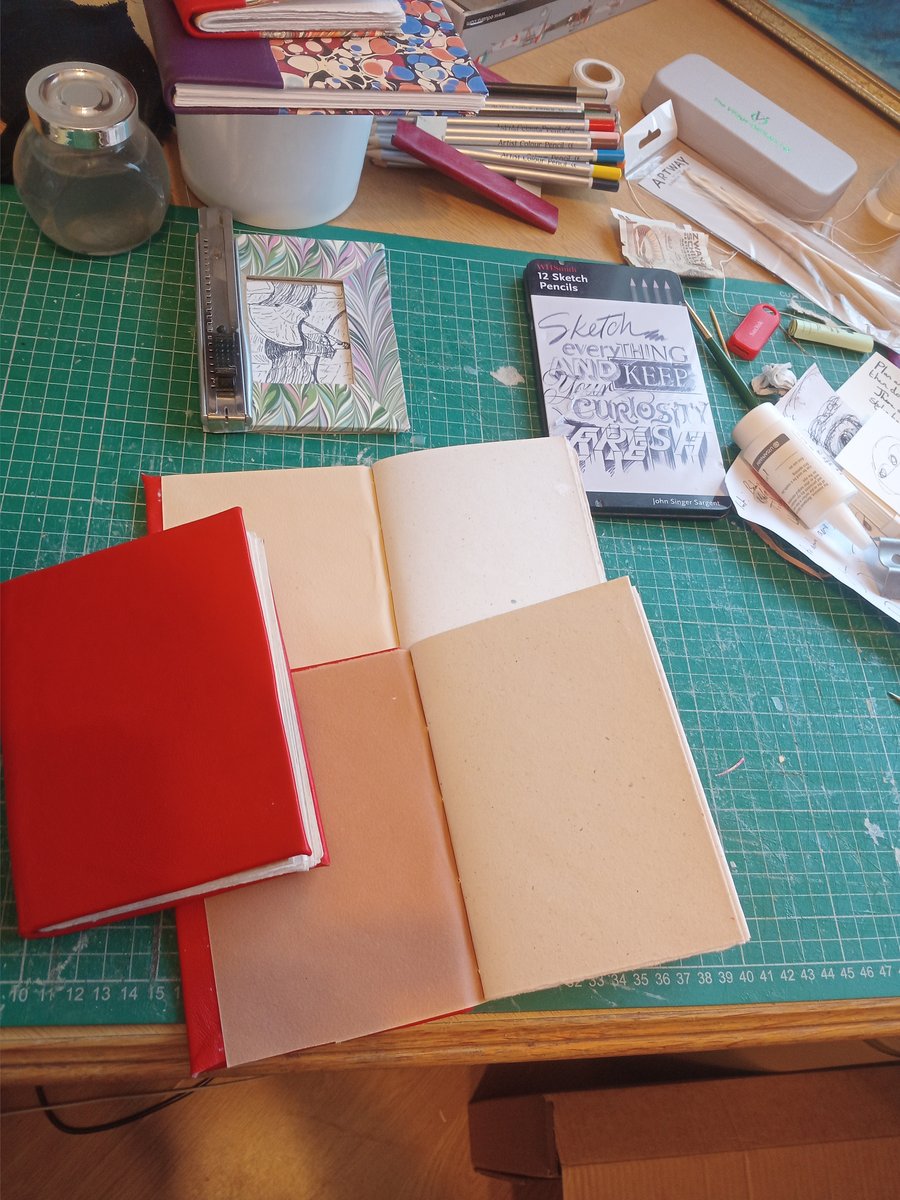 A6 notebook. Hemp paper fully bound in red nappa