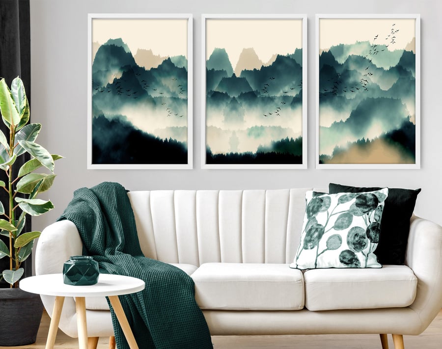 Home Decor Wall art, Wall hanging set x 3 Prints, office decor, Living Room deco