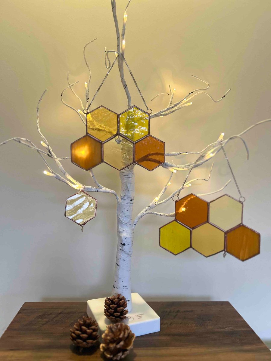 Perfectly Imperfect Honeycomb sun catcher in Stained Glass