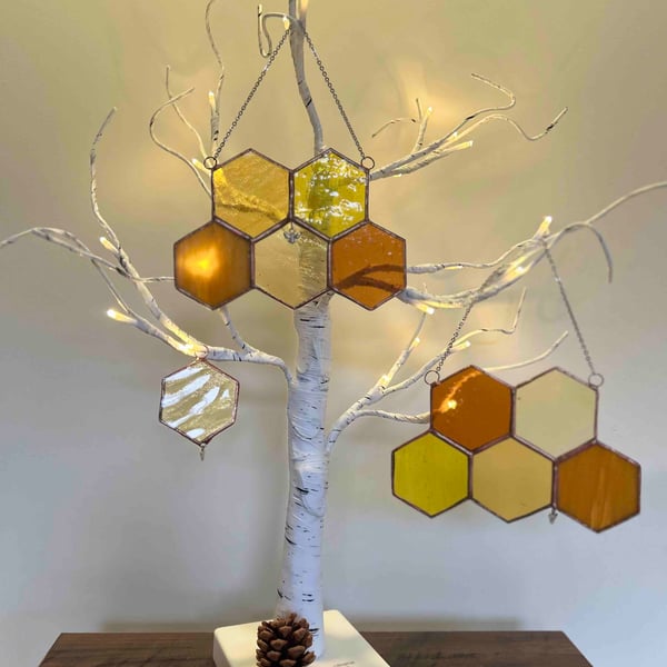 Perfectly Imperfect Honeycomb sun catcher in Stained Glass