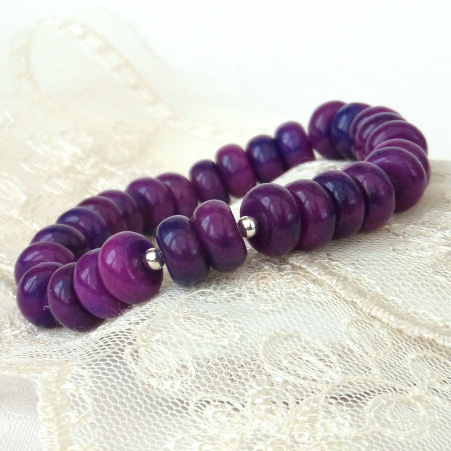 Purple jasper gemstone bracelet, stretchy bracelet