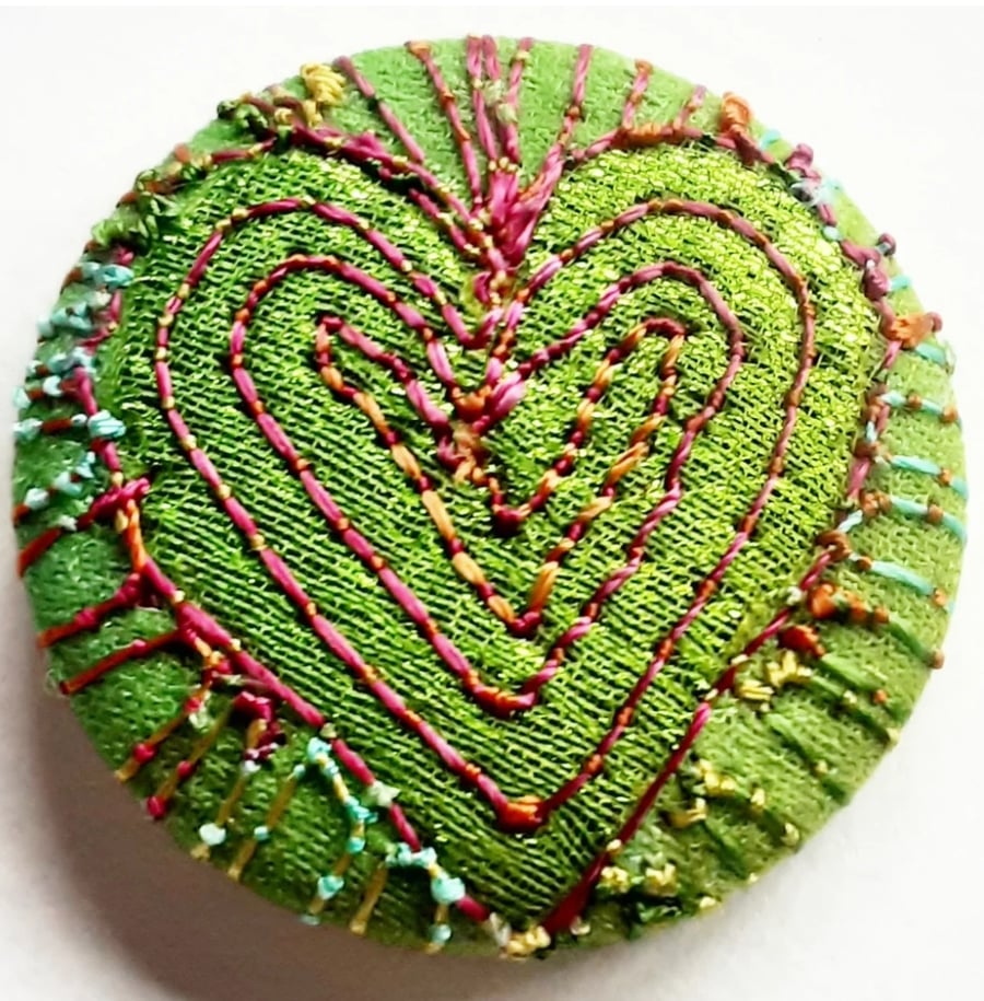 Buttons 1 inch button Hand Dyed Silks and Cottons Free Machine Embroidery Button