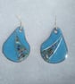 KIDNEY SHAPED ENAMELLED EARRINGS - SMALL & DAINTY WITH SILVER WIRE