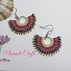 Stunning eye catching Micro Macrame Festival Fan earrings, pink earrings