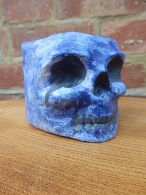 Cobalt Skull Plant Pot