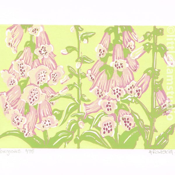 Foxgloves - Limited edition Linocut Print