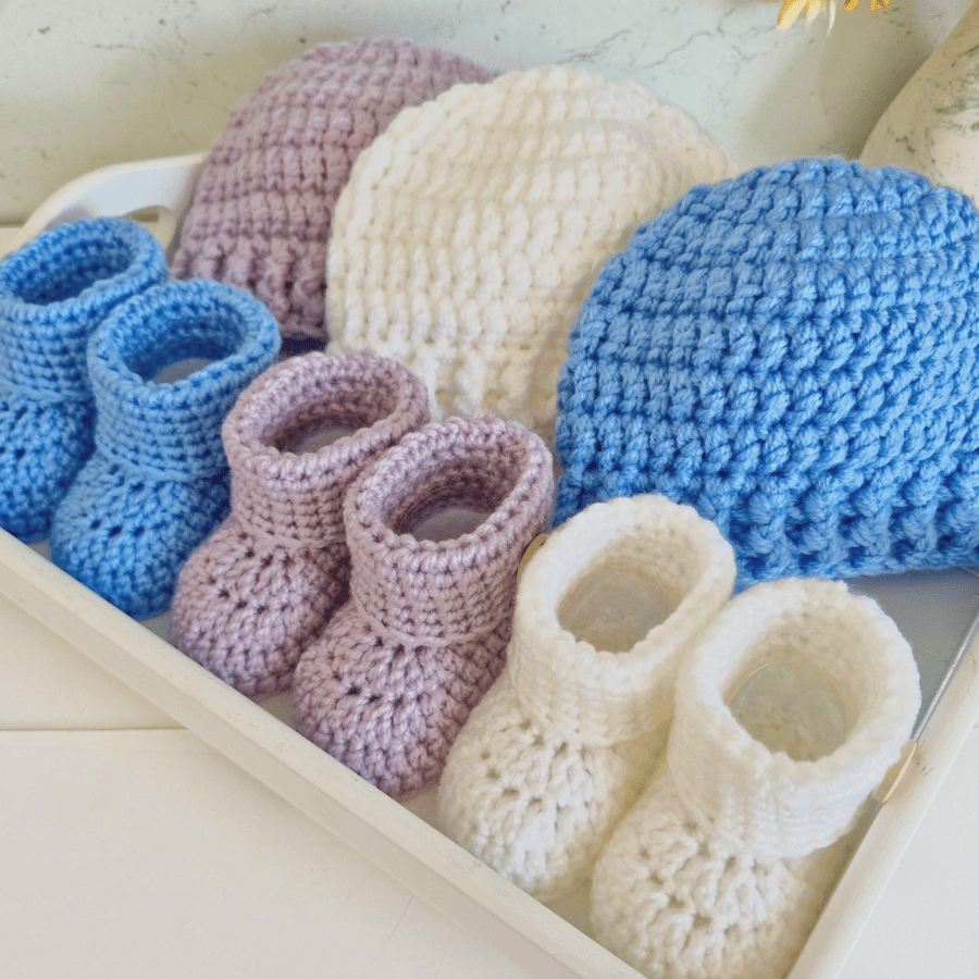 Handmade Baby Hat & Booties Set – Crochet Newborn Gift