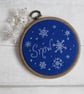 Hand Embroidered Snowflake Hoop Decoration, Snow Decoration - Image 1