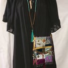 Handcrafted embellished purple  teal velvet Bohemian Gypsy Hippie Festival Bag