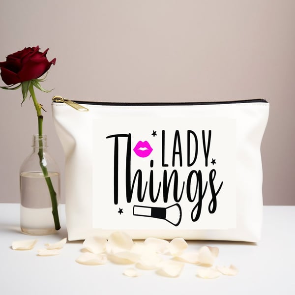 Lady Things Fun Canvas Cosmetic Travel Bag.