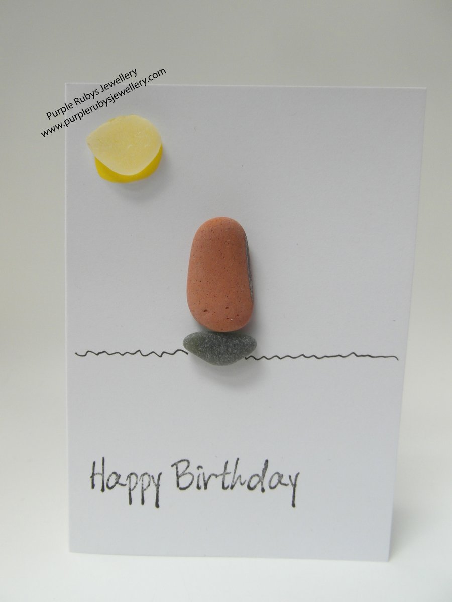 Terracotta Ship & Sun Happy Birthday Card C095