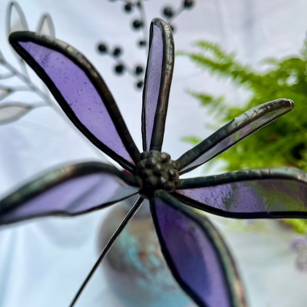 Stained Glass Flower - Handmade 3D Purple Clematis
