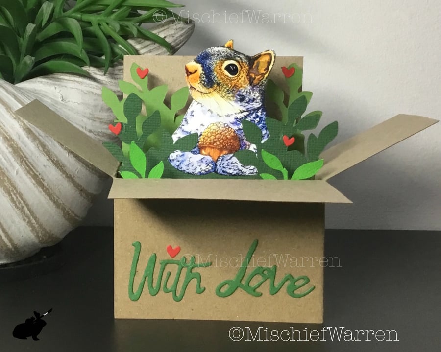 Squirrel 3D box card - With Love for Mother’s Day, Easter, Father’s Day