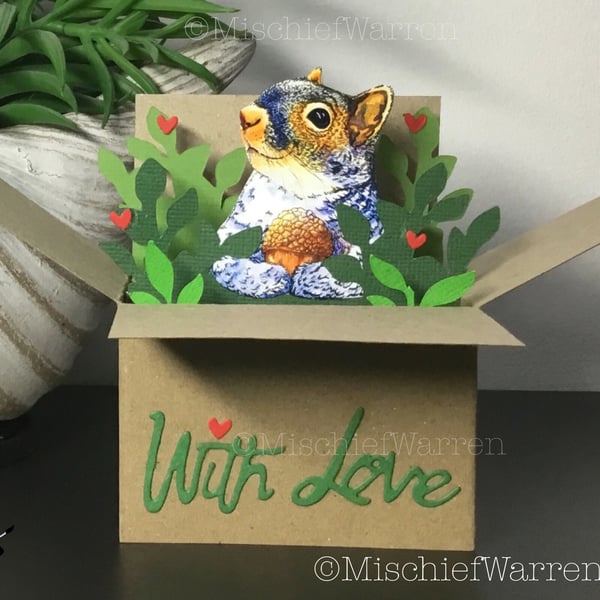 Squirrel 3D box card - With Love for Mother’s Day, Easter, Father’s Day