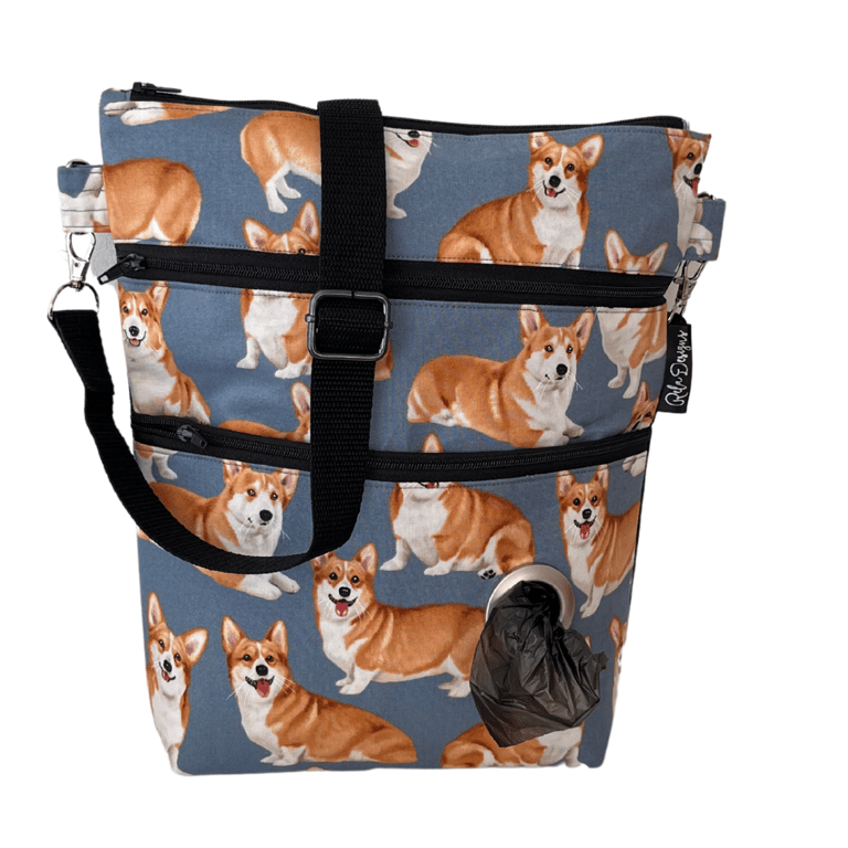 Dog walking bag, corgis 