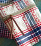 Small Coin Purse with Key Ring – Vintage Fabric Zipper Pouch Key Chain Snap Hook - Image 1