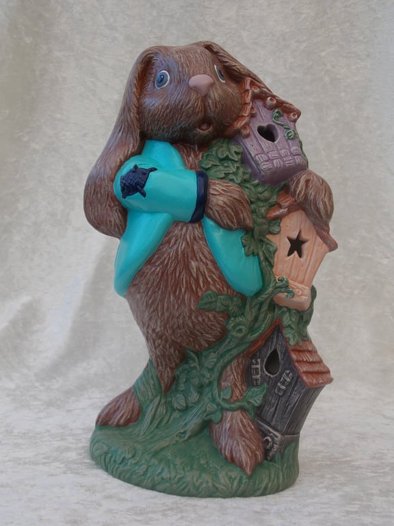 Ceramic Hand Painted Bunny Rabbit Hare Countryside Animal Figurine Ornament.    