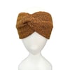 Burnt orange wide soft wool turban ear warmer headband for women