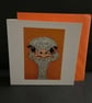 O is for Ostrich blank fun style greeting card 