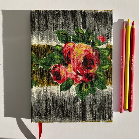 Handmade A5 Journal with Bright Floral 1950's Vintage Fabric