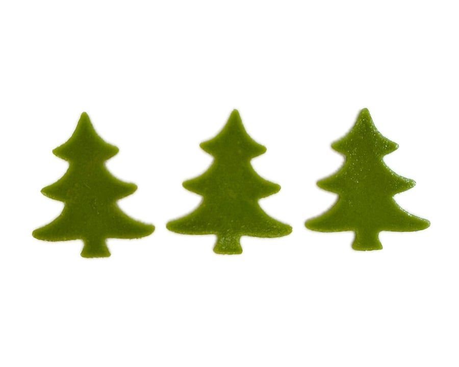 Pack of 3 green trees made with Bullseye 90coe glass