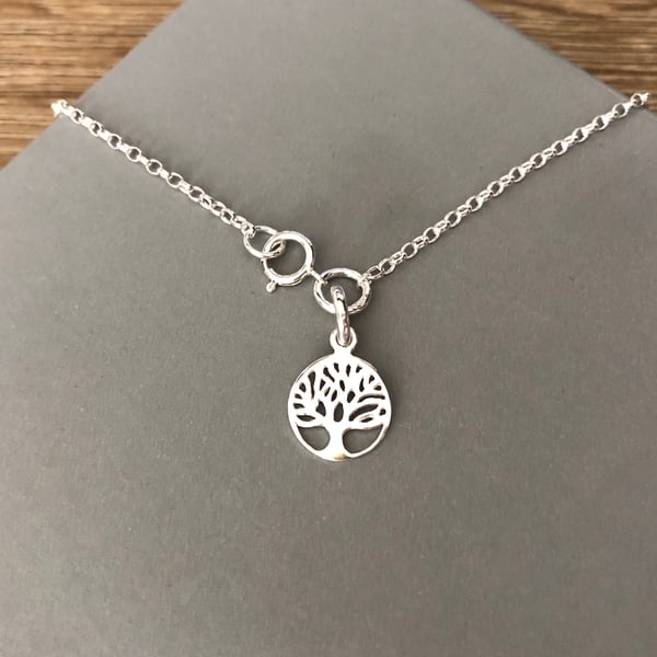 Sterling Silver Tree of Life Charm Anklet, 925 Silver Chain Ankle Bracelet