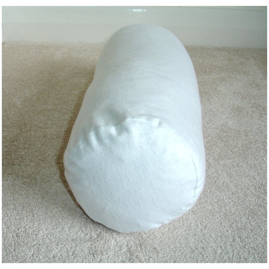 Bolster Cushion Cover 16" x 6" White Brushed Cotton Round Cylinder Flannelette
