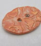 Large Terracotta Glazed Brocade Oval Handmade Ceramic Button - Image 2