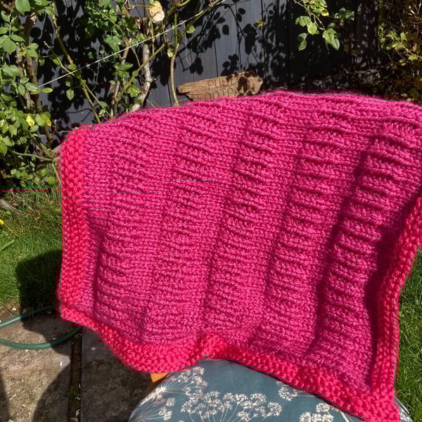 Hand knitted pram baby blanket 