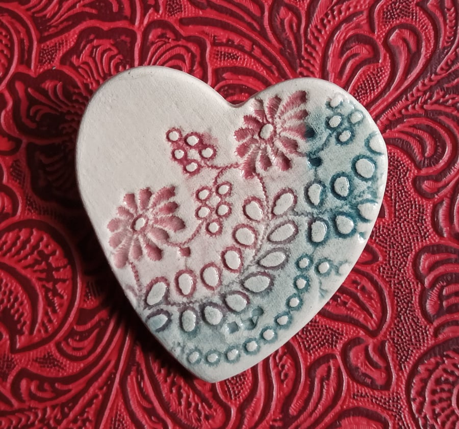 Ceramic heart brooch