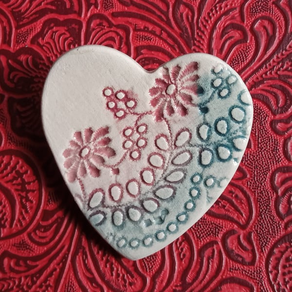 Ceramic heart brooch
