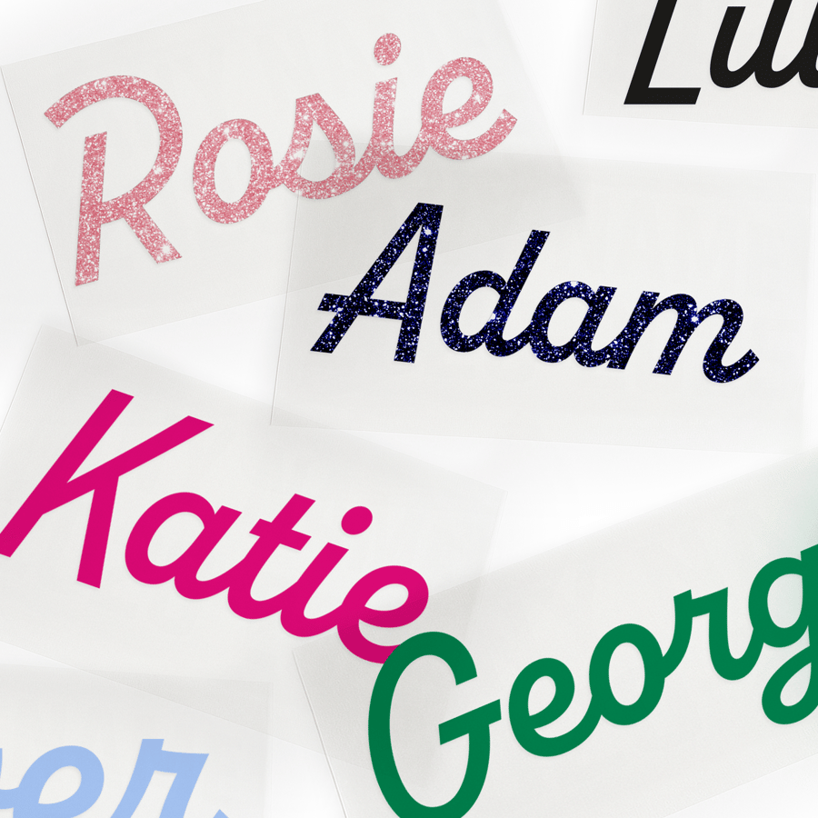 Personalised Name Iron-On Transfer - Custom Script Style Vinyl for T-Shirt