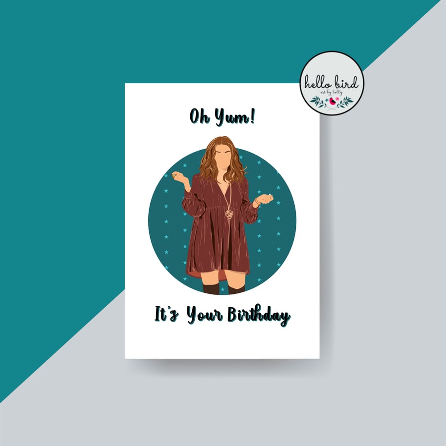 Alexis Rose Themed Birthday Card - Faceless Portrait - Yum, It's Your Birthday!