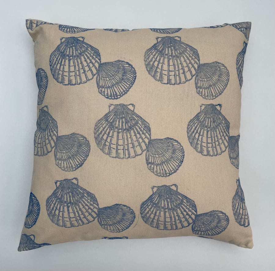Sea Shell Cushion - Original Handprinted Lino Print Fabric
