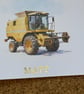 Combine Harvester Birthday Card. Yellow Vintage Farm Machine with foil message  - Image 2