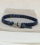 Sapphire and blue leather gemstone bracelet, September birthday 