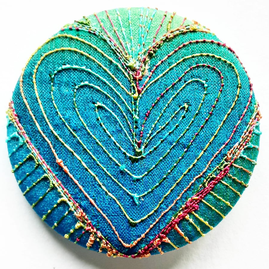 Badge 45mm Multicoloured Heart Textile Badge 