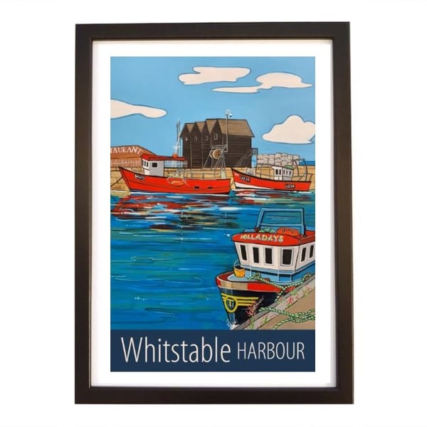 Whitstable Harbour travel poster print by Susie West