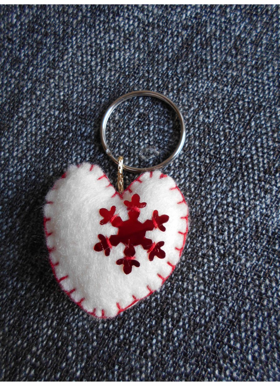 Snowflake Heart Keyring