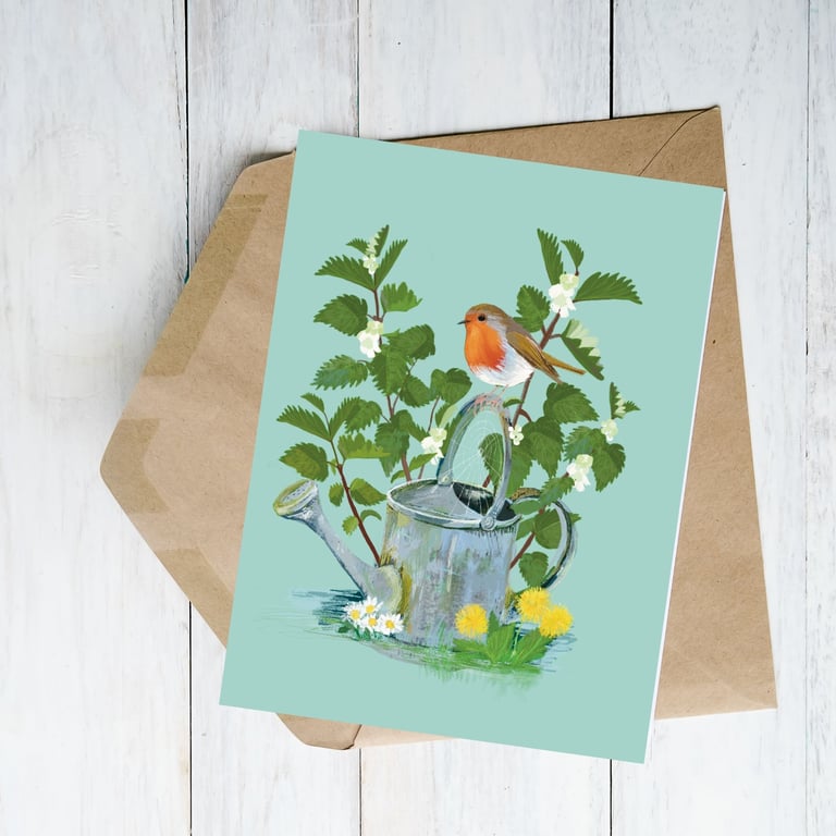 Blank bird card Robin bird blank card 