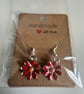 Sterling Silver Earrings - Daisies (Red) - Brand New & Sealed!! 