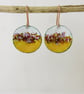 Copper Textured Dangle Earrings in Yellow and White with Glass Sprinkles