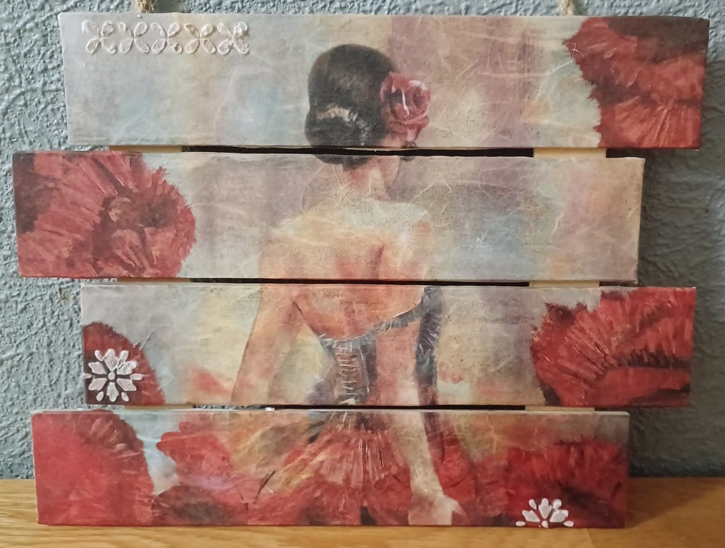 Mixed Media Collage Wall Hanging - Flamenco Spirit